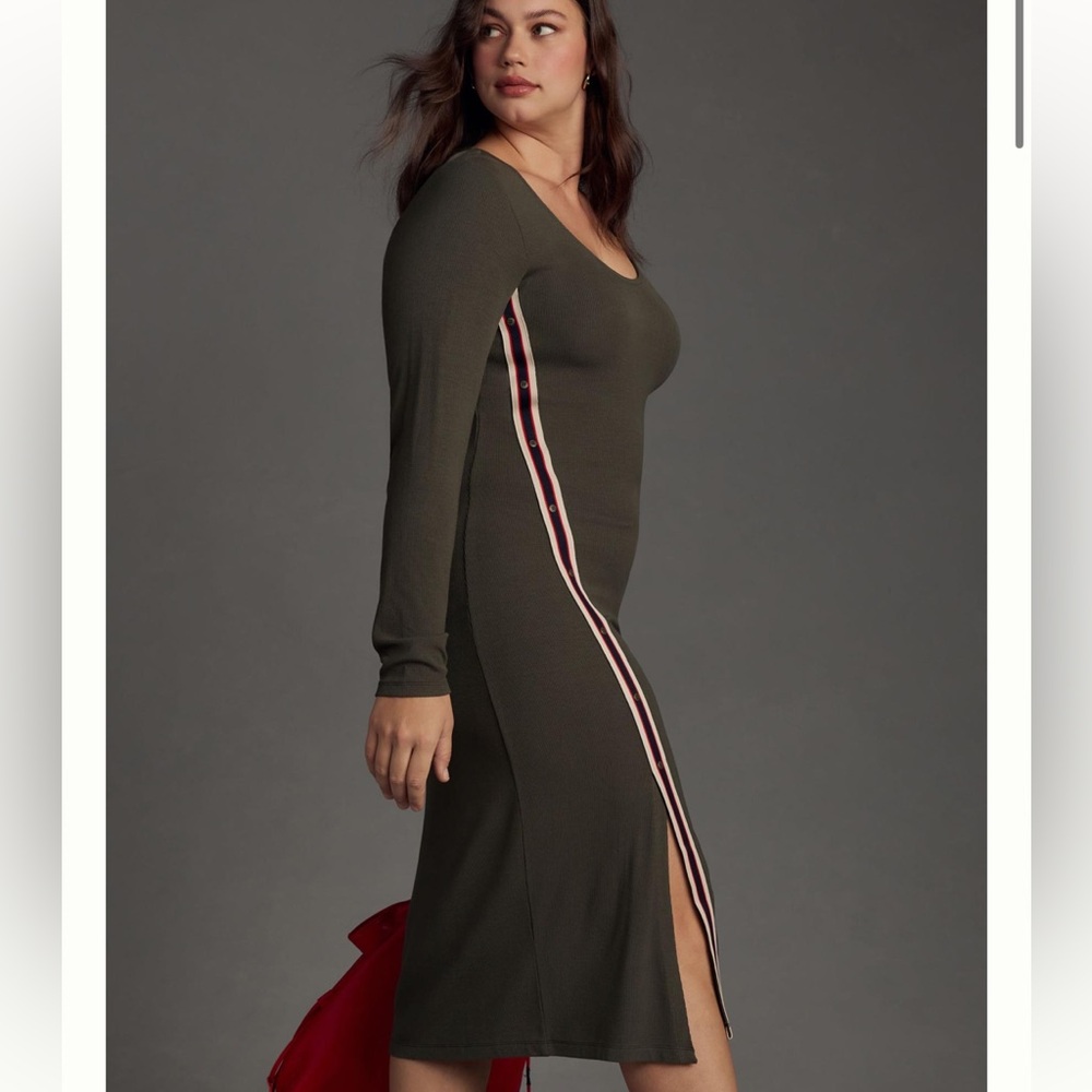 Nwt bordeaux anthropologie long sleeve sporty midi dress